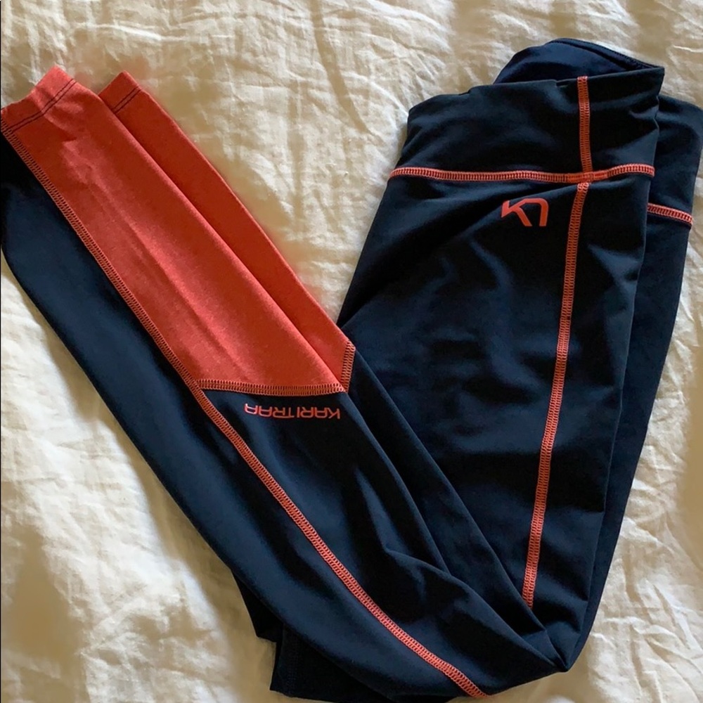 Kari traa blue and red full length leggings